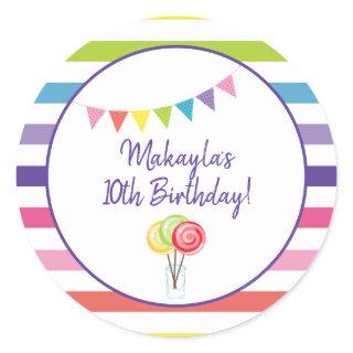 Candy Party Sweet Shop Birthday Party Rainbow Classic Round Sticker