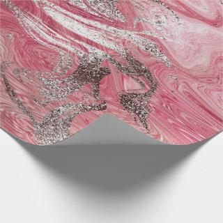 Candy Rose Silver Brush Molten Marble Shiny Glam
