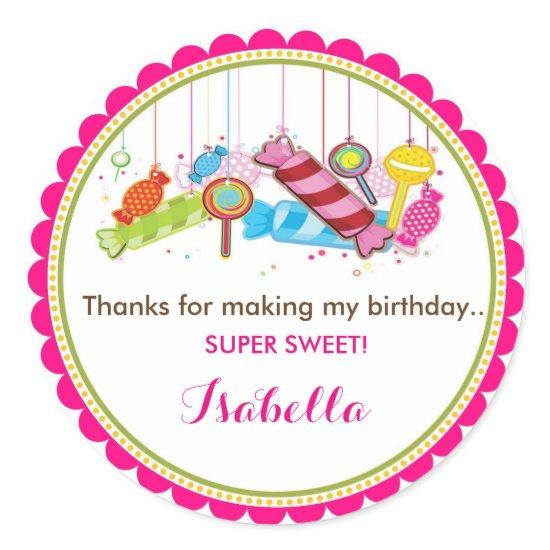 Candyland Birthday Stickers