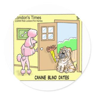 Canine Blind Dates Funny Dog Cartoon Gifts & Tees Classic Round Sticker