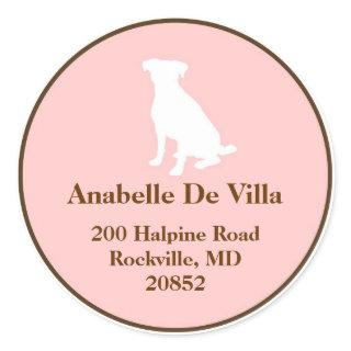 Canine pink brown dog custom name address label