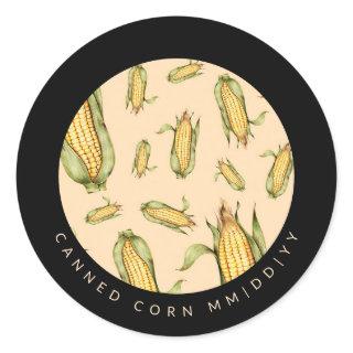 Canning | Canned Corn | Date | Corn on the Cob Classic Round Sticker