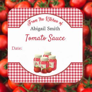 Canning Tomatoes and Gingham Square Sticker
