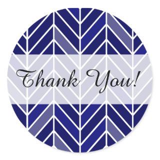 Cantilevered Chevron Thank You | navy blue Classic Round Sticker