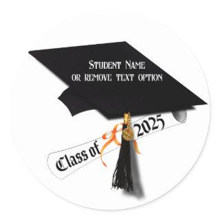 Cap and Diploma Class of 2025 Graduation Classic Round Sticker