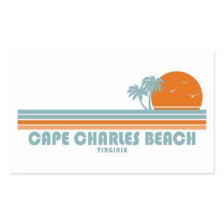 Cape Charles Beach Virginia Sun Palm Trees Rectangular Sticker