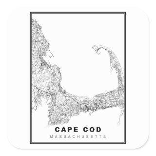 Cape Cod Map Square Sticker