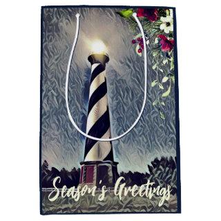 Cape Hatteras Lighthouse OBX Season's Greetings Medium Gift Bag