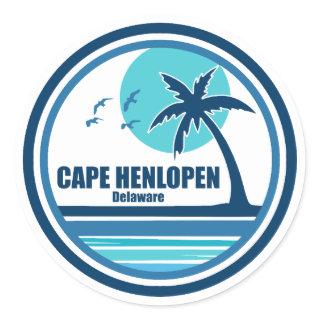 Cape Henlopen Delaware Palm Tree Birds Classic Round Sticker
