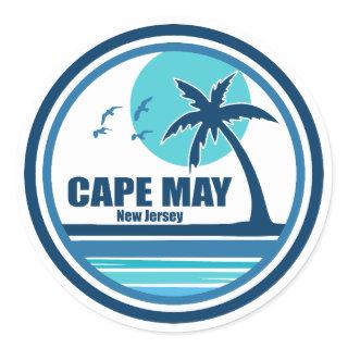Cape May New Jersey Palm Tree Birds Classic Round Sticker