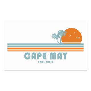 Cape May New Jersey Sun Palm Trees Rectangular Sticker