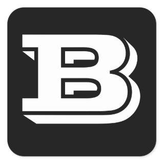 Capital Letter B Black Square Stickers by Janz