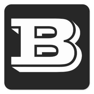 Capital Letter B Black Square Stickers by Janz