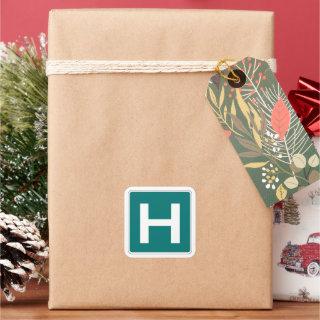 Capital Letter H Green Background Square Sticker