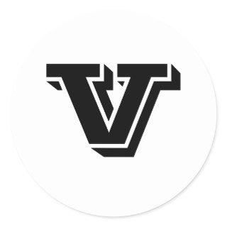 Capital Letter V Large Round Stickers by Janz
