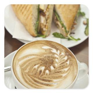 Cappuccino and panini lunch square sticker