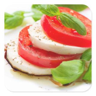 Caprese Salad. Tomato and Mozzarella slices Square Sticker