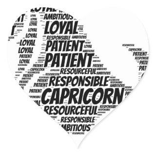 Capricorn Astrology Zodiac Sign Word Cloud Heart Sticker