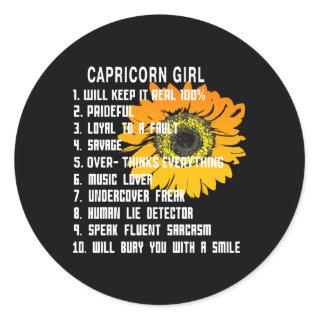 Capricorn Girl Classic Round Sticker
