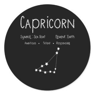Capricorn Horoscope Astrology Star Sign Birthday Classic Round Sticker