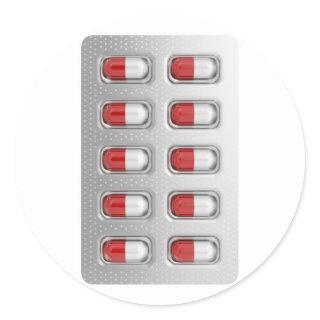 Capsules in blister pack classic round sticker