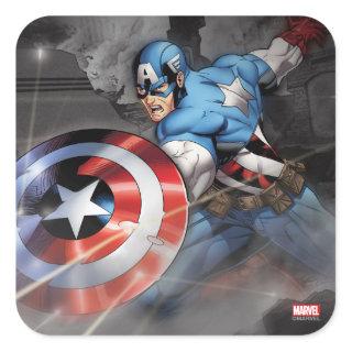 Captain America Deflecting Attack Square Sticker