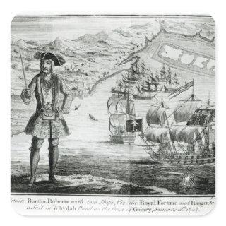 Captain Bartholomew Roberts  with two ships Square Sticker
