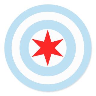 Captain Chicago Flag Shield Round Stickers