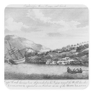 Captain Cook having been shipwrecked Square Sticker