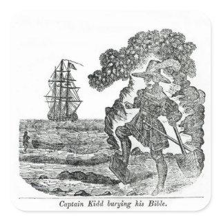 Captain Kidd Burying His Bible, illustration Square Sticker