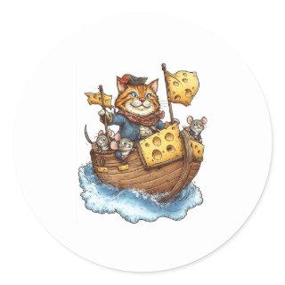 Captain Meowbeard – Funny Pirate Cat Graphic Classic Round Sticker