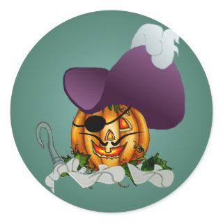 CAPTAIN PUMPKIN HOOK by SHARON SHARPE Classic Round Sticker