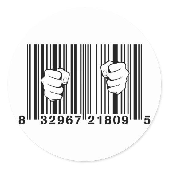 Captured By Consumerism UPC Barcode Prison Classic Round Sticker