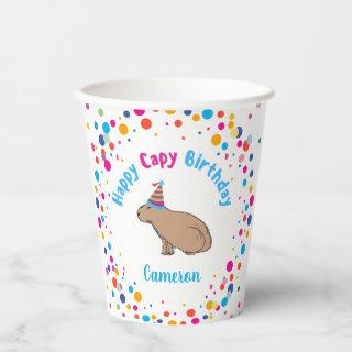 Capybara Birthday Cute Hand-Illustrated Colorful Paper Cups