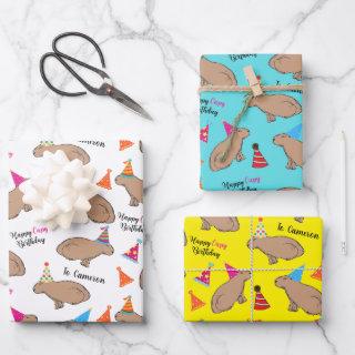 Capybara Personalized Hand-Illustrated Birthday  Sheets