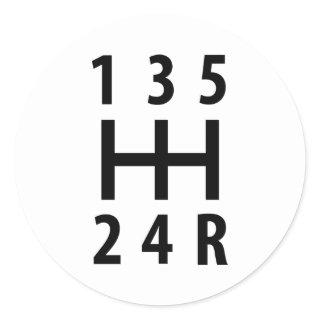 car auto gear shift 5 classic round sticker
