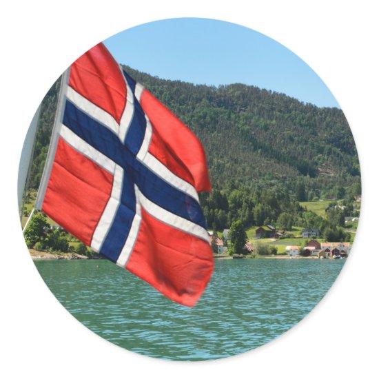 Car ferry in Norway round sticker