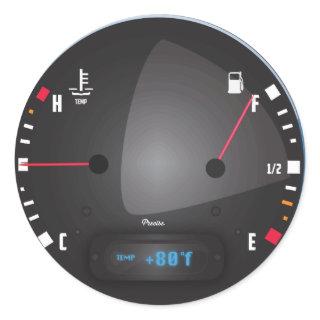 Car fuel and Temperature dashboard Dial Classic Round Sticker