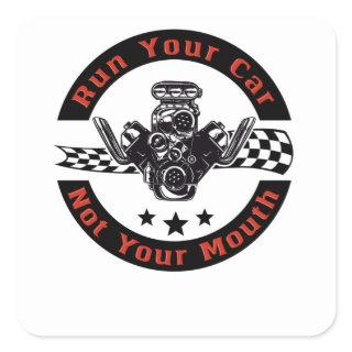 Car Motor Drag Racing Fan Rennauto V8 Mechanic Square Sticker