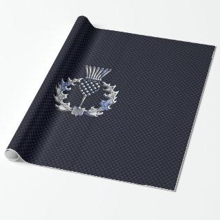 Carbon Fiber Print Silver Scottish Thistle