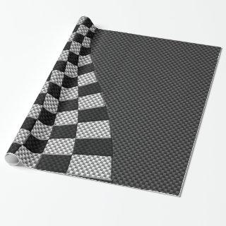 Carbon Fiber Style Racing Flag Wave Decor