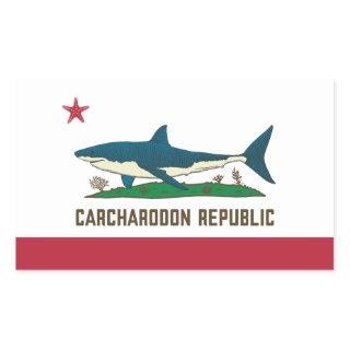 Carcharodon Republic California Flag White Shark Rectangular Sticker