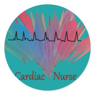 Cardiac Nurse QRS Design Classic Round Sticker