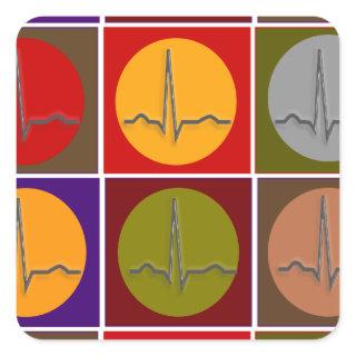 Cardiac QRS Pop Art Square Sticker