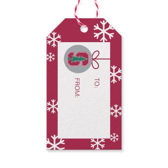 Cardinal Block "S" with Tree Gift Tags