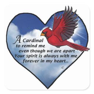 Cardinal Heart Poem Square Sticker