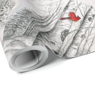 Cardinal in the woods gift wrap