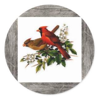 Cardinal male and female pair on a sticker