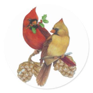 Cardinal Pair Classic Round Sticker