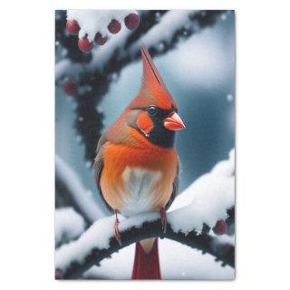 Cardinal Red Winter Snow Tree Illustration Tissue Paper